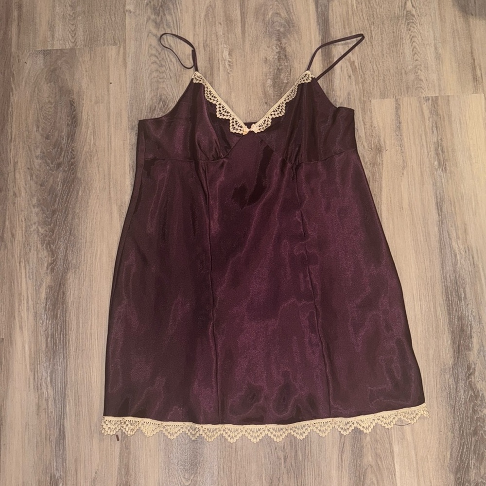 gilligan and o’malley dark purple lace sleep gown.